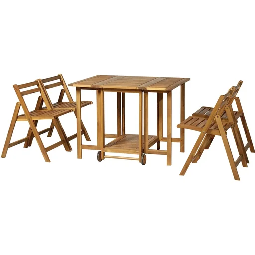 "5 tlg, Sitzgarnitur Gartensitzgruppe Esstischgruppe Gartenmöbel klappbar 1 Tisch + 4 Stühle Akazienholz Teak 100,5 x 82 image"