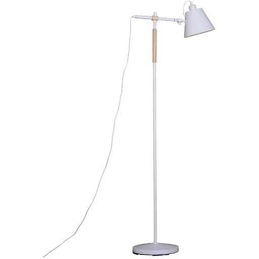 "Stehlampe verstellbar Standleuchte Stehleuchte 40W Metall + Holz weiß 54 x 30 x 155 cm image"