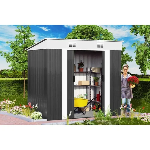 "Gartenhaus anthrazitfarbenes Metall 196 x 122 x180 cm image"