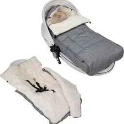 "Kinderwagen-Fußsack Grau | Teddy | Maxi-Cosi | mit Aufbewahrungstasche image"