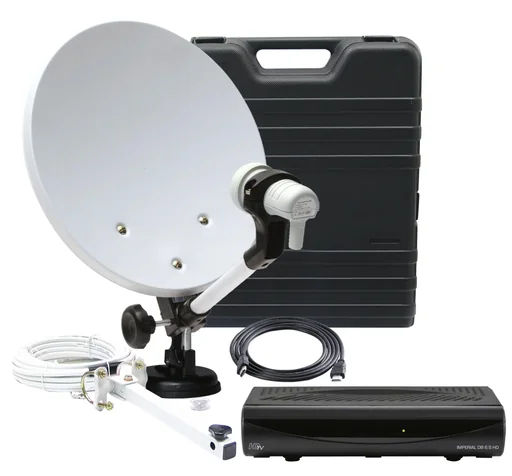 "HDTV SAT Camping-Satellite-Anlage DB 6 S HD (HD-Receiver, 35cm Spiegel, Single LNB, Kabel, div. Halter) image"
