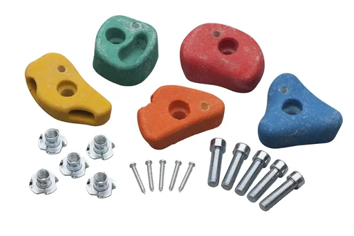 "Klettergriffe 5 Stück Bunt, Größe S zur Befestigung mit 2 Löchern image"