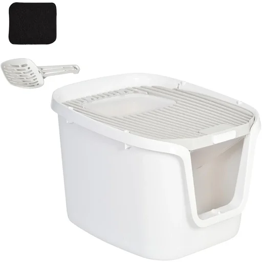 "Pawhut Katzentoilette mit Tür weiß/grau image"