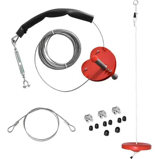 "Outdoor-Seilrutsche für Kinder von 3-14 Jahren, rot 2000 x 28 x 140 cm image"
