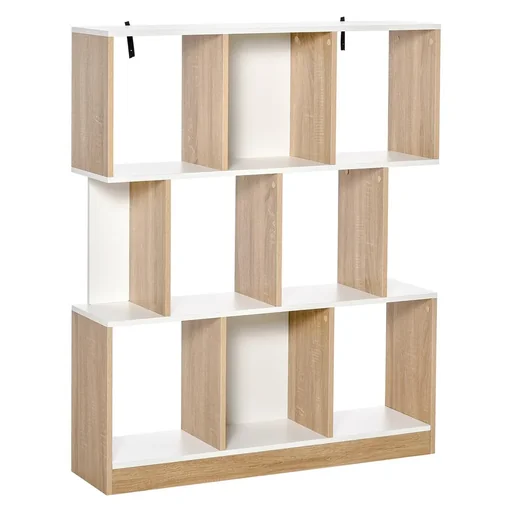 "Bücherregal Standregal Büroregal Aktenregal für Büro Wohnzimmer Arbeitszimmer Spanplatte Natur+Weiß 100 x 24 x 124 cm image"