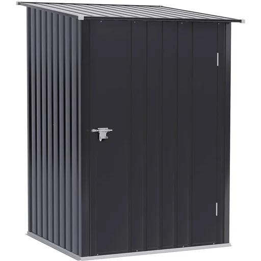 "Gerätehaus mit Pultdach 1 x 1 m Metall Gartenhaus Geräteschuppen 0,92 m² verzinkter Stahl Dunkelgrau image"