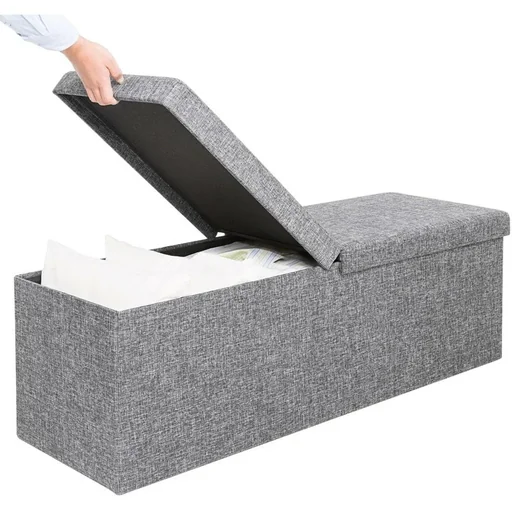 "Bank / Aufbewahrungsbox / Fußbank inkl. Aufbewahrung & Deckel - Hellgrau - 80 x 40 x 40 cm image"