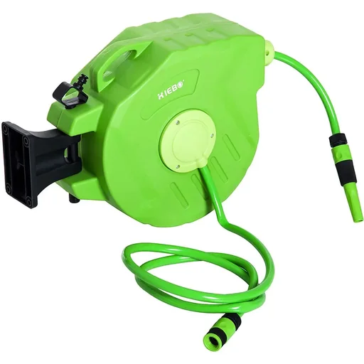 "Schlauchtrommel 20+2m Schlauchaufroller Automatik schwenkbar Druckluft Garten 180° schenkbar Druckluftschlauch Grün image"