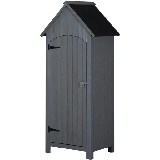 "Gartenschrank Holz Gerätehaus Gartenhaus Geräteschuppen Geräteschrank Holzhütte Giebeldach Bitumenpappe Grau 77,5 x 54, image"