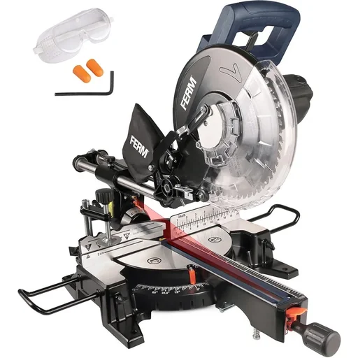 "MSM1038 Radial-Gehrungssäge 1900W - 255mm - Laserführung - Spindelarretierung - Inkl. 255mm TCT Sägeblatt (T60), Staubsa image"