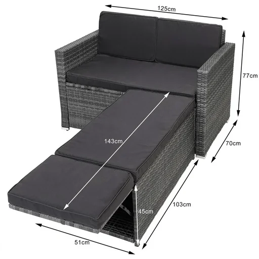 "Zweisitziges Sofa - Polyrattan - Grau image"
