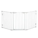 Absperrgitter für Hunde Schutzgitter Hundegitter Türschutzgitter 3 Elemente inkl. Sicherheitstür Metall Kunststoff Weiß