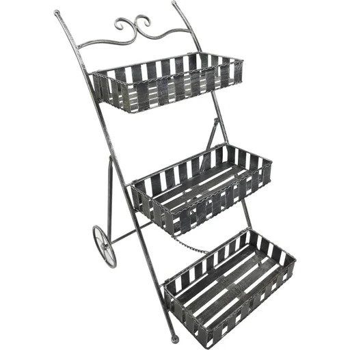 "Pflanzregal Pflanzenständer Blumenregal Pflanzenkasten 3 x Ebene Metall Silbergrau 53 x 39 x 79 cm image"