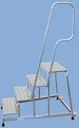 Mobiler Alu Montagetritt mit Handlauf und Fahrrollen 3 Stufen Leiter