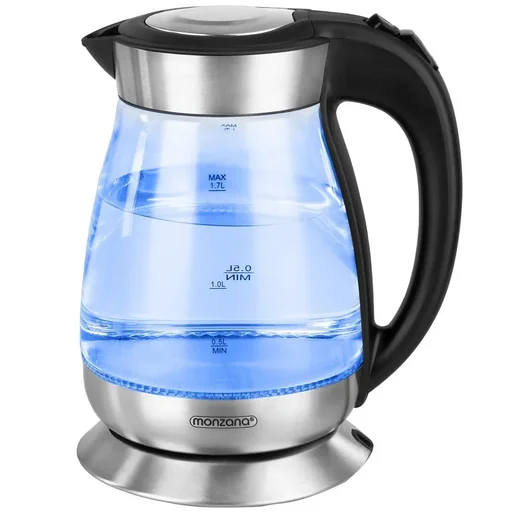 "Wasserkocher Schwarz/Silber Glas/Edelstahl 1.7L image"