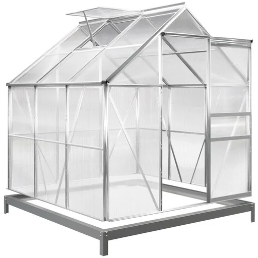 "Aluminium-Gewächshaus 5,85 m³ mit Oberlicht, Regenrinne und Fundament image"