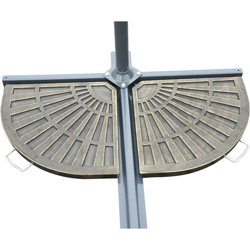 "2 tlg, Sonnenschirmständer Platten-Schirmständer Schirmständer halbrund abnehmbar Handgriff mit Harz Bronze 30 kg image"