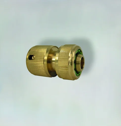 "Schlauchanschlussstück aus Messing, Stecksystem für 1/2", mit Wasserstopp image"