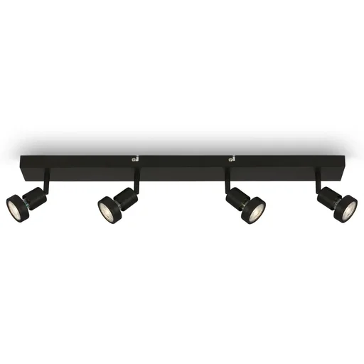 "LED Spotleuchte 4-flammig, schwarz, 4 x GU10 Fassung, inklusive 4 x LED Leuchtmittel, 4,9 Watt, 460 lm, 3000 K image"
