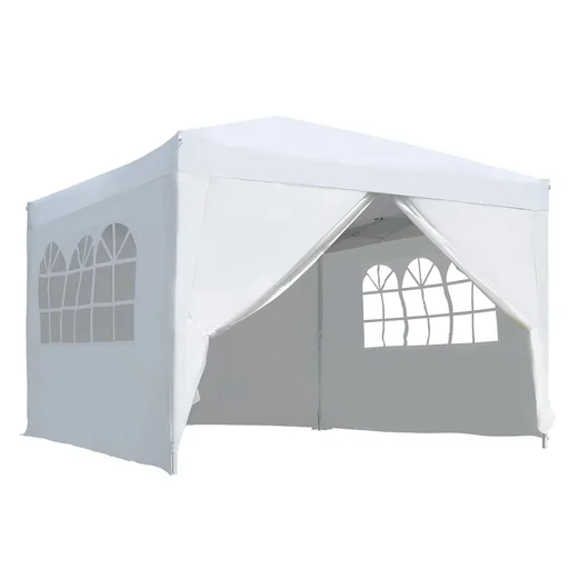 "Pavillon 3x3m Faltpavillon 4 Seitenwände mit Fenster Tür mit Reißverschluss Festzelt Gartenzelt Pop-Up-Pavillon inkl. He image"