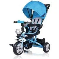 "Kinderfahrrad/Dreirädchen - Blau- Schiebestange, klappbare Fußstütze, Korb image"