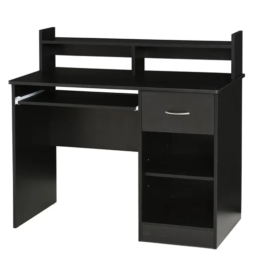 "Computertisch Bürotisch Gamingtisch PC-Tisch mit Schublade E1 Spanplatte Schwarz 104 x 48 x 95,5 cm image"