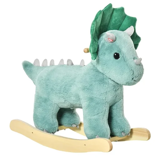 "Schaukelpferd Plüsch Schaukeltier Babyschaukel mit Triceratops-Design Spielzeug für 36-72 Monaten Kinder Dunkelgrün 64 x image"
