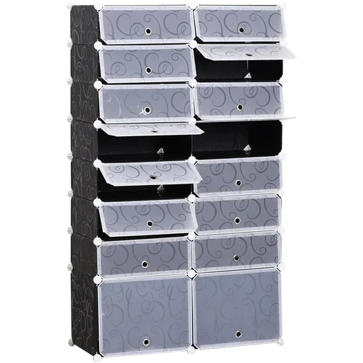 "Schuhschrank DIY Schuhregal Garderobe Regalsystem Steckregal Garderobenschrank 16 Fächer image"