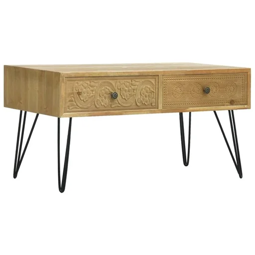 "Couchtisch mit 2 Schubladen 80x40x40,5 cm verarbeitetes Holz braun image"
