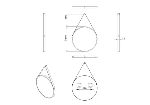 "Dekorativer runder Wandspiegel in kupfer matt Ø 50 cm - hochwertiger robuster Aluminiumrahmen image"