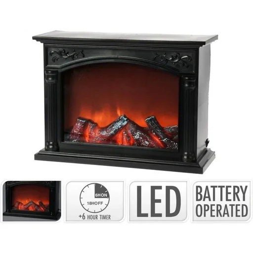 "Klassischer Gaskamin mit LED - inklusive Zeitschaltuhr - 33 x 24 cm image"