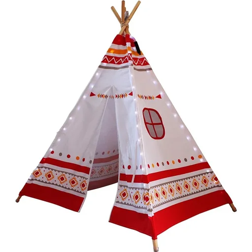 "LED Tipi Zelt Rot / Weiss image"