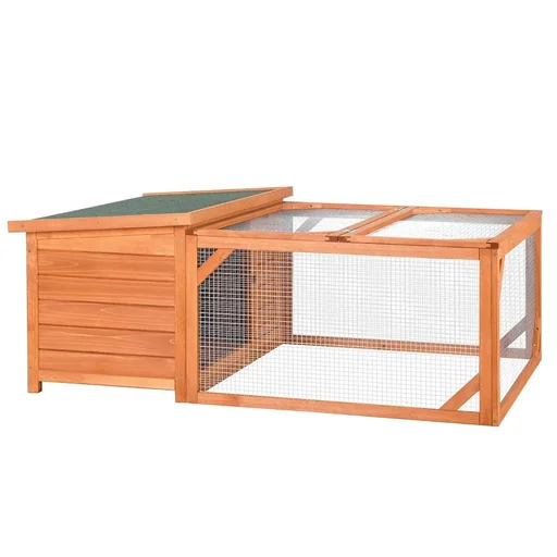"Kaninchenstall Hasenstall Kleintierhaus mit öffenbarem Asphaltdach Outdoor Indoor Hinterhof Tanne Orange+Grün 125,5 x 1 image"
