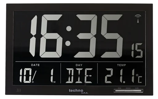 "Digitale XXL Funk-Wanduhr mit Innentemperaturanzeige image"