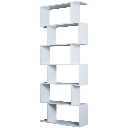 "Bücherregal Weiß Wandregal Raumteiler S-Form 6 Fächer image"