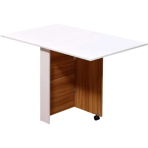 "Klapptisch Mobiler Tisch Schreibtisch mit Rollen Eiche+Weiß image"