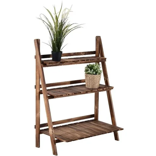 "Pflanzentreppe L80 x W37 x H93cm Blumenregal 3 Stufen Tannenholz image"