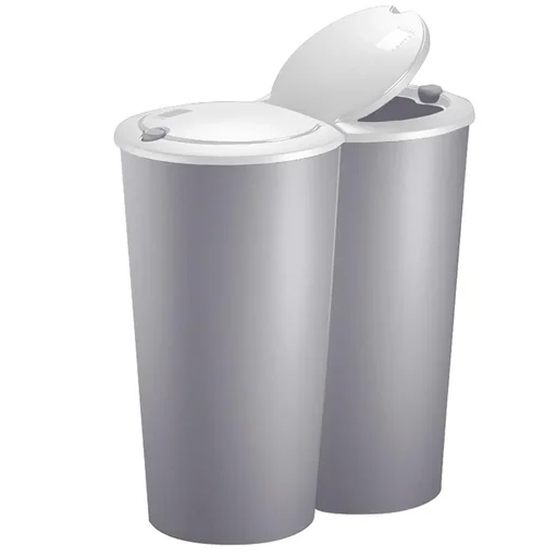 "Doppeleimer für die Mülltrennung - Kunststoff grau 2x25L image"