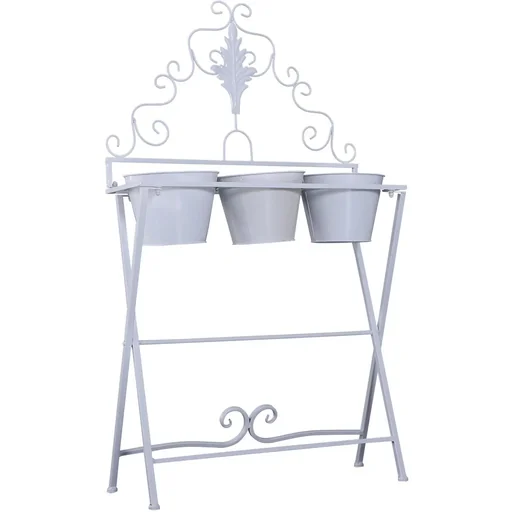 "Pflanzregal Pflanzenständer Blumenregal Blumenständer mit 3 Kasten Metall Weiß 58 x 21 x 100 cm image"