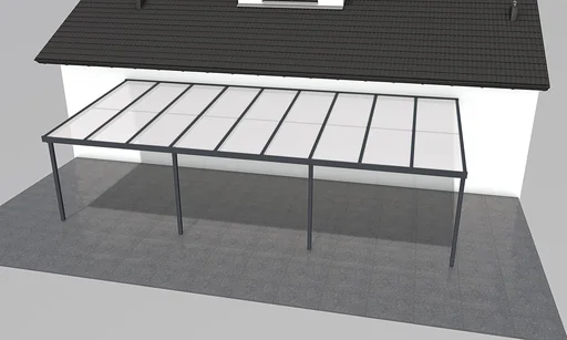 "Terrassendach Premium, anthrazit, 9135 x 4060 mm - Polycarbonat Stegplatten 16 mm, opal image"