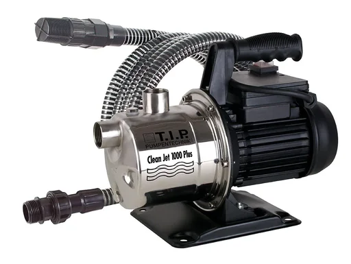 "Gartenpumpe Edelstahl Clean Jet 1000 Plus mit 4m Ansauggarnitur, bis 3.300 l/h Fördermenge image"