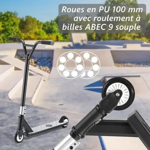 "Scooter freestyle Tundra Basic - 100mm - 100 kg max - Fußbremse - schwarz image"