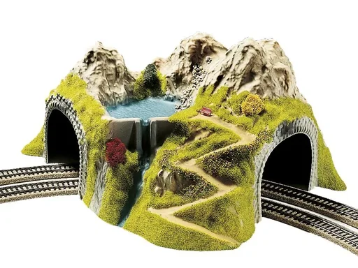 "Ecktunnel, 2-gleisig, gebogen, 43 x 41 cm, 23 cm hoch, Durchfahrtshöhe 9,3 cm, Geeignet für R1 oder R2 image"