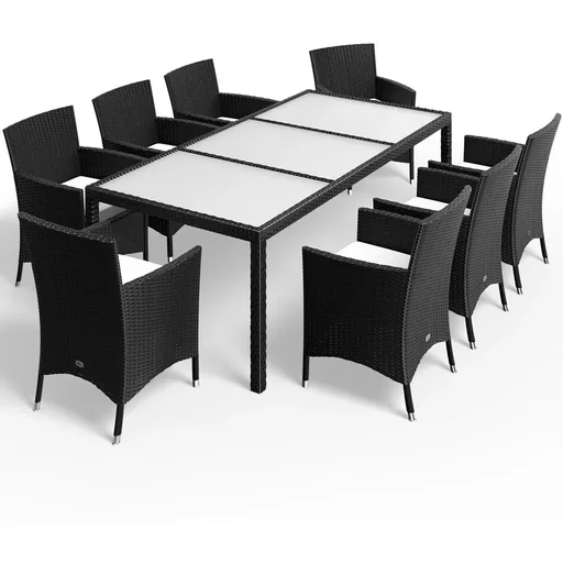 "Polyrattan Sitze 17 Stück schwarz stapelbar image"