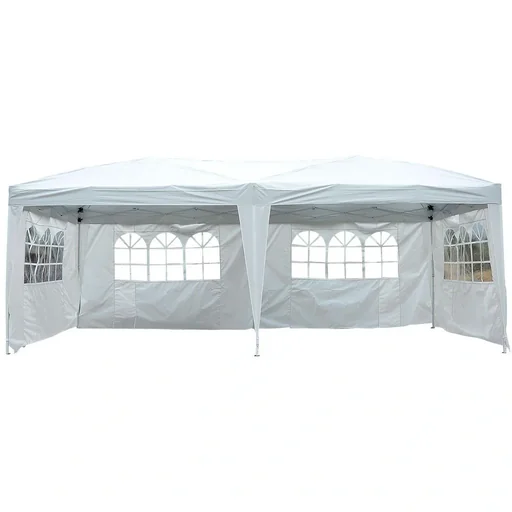 "Faltpavillon Pavillon Partyzelt Gartenzelt inkl. 4 Seitenteile Weiß 3x6m image"