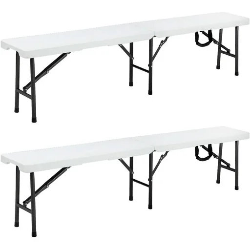 "Bierbank-Set weiß 180 cm 2x image"