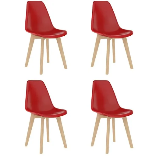 "Esstischstühle 4 aus rotem Kunststoff image"