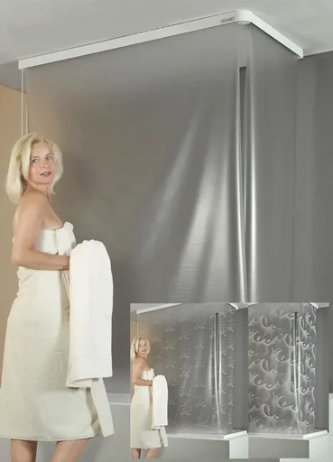 "Kassetten Eck - Duschrollo "Tropfen weiß", 137 x 62 cm image"