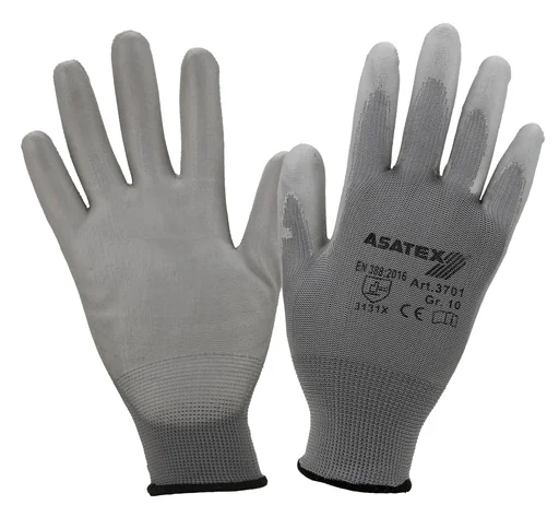 "Feinstrickhandschuhe mit PU Beschichtung, grau, Größe 10, 5 Paar image"