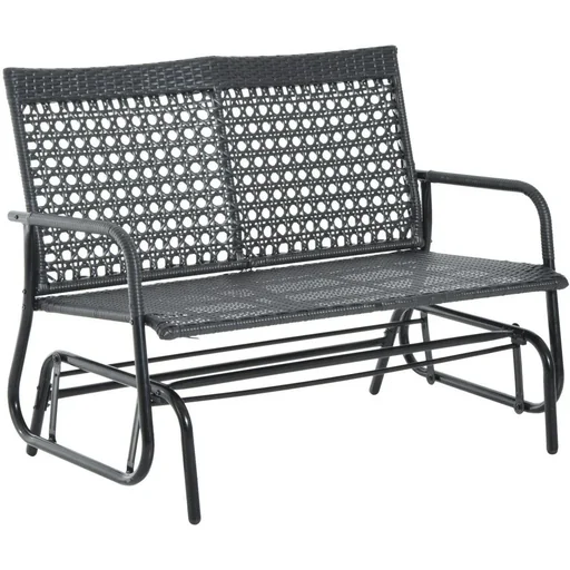 "Schaukelbank Gartenschaukel Polyrattan 2-Sitzer schwarz image"